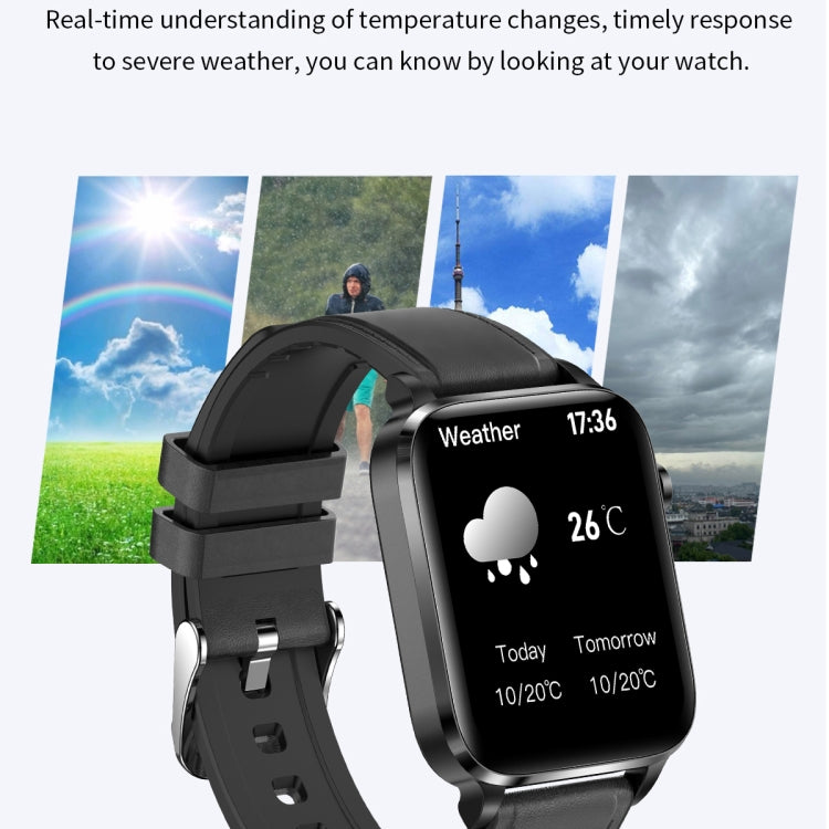 F100 Smart Watch con cinturino in TPU con schermo quadrato HD da 1,7 pollici Supporta il monitoraggio della temperatura corporea/Monitoraggio dell'ossigeno nel sangue, TPU Strap(Black), TPU Strap(Red), TPU Strap(Blue)