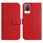 Skin Feel Custodia per cellulare in pelle con motivo a fiori di sole con cordino, For vivo S9, For vivo S9E