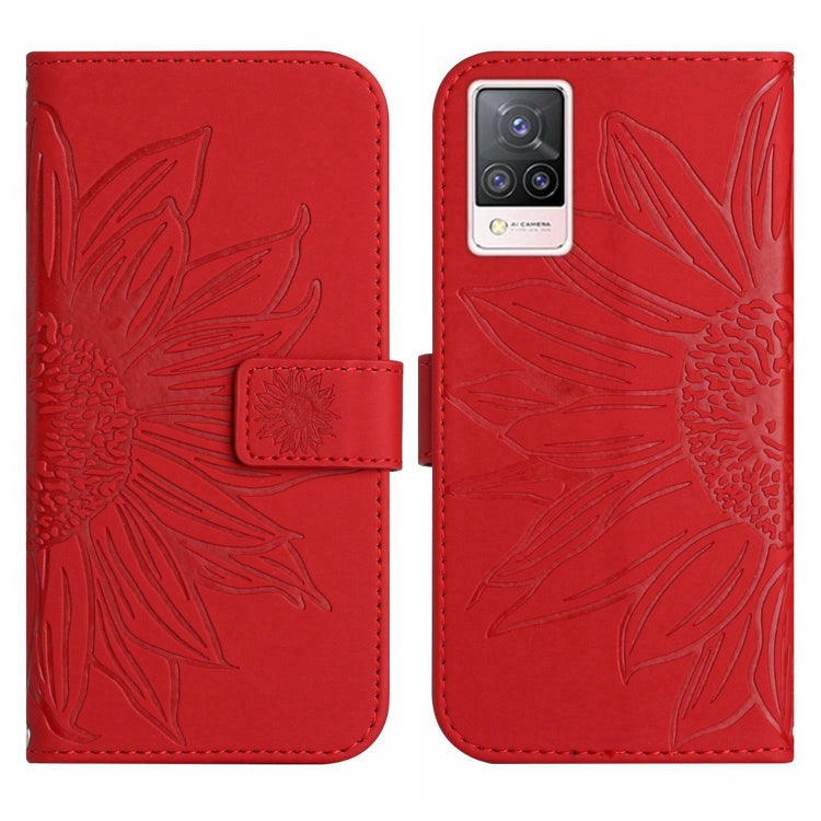 Skin Feel Custodia per cellulare in pelle con motivo a fiori di sole con cordino, For vivo S9, For vivo S9E