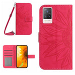 Skin Feel Custodia per cellulare in pelle con motivo a fiori di sole con cordino, For vivo S9, For vivo S9E