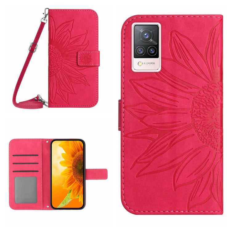 Skin Feel Custodia per cellulare in pelle con motivo a fiori di sole con cordino, For vivo S9, For vivo S9E