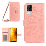 Skin Feel Custodia per cellulare in pelle con motivo a fiori di sole con cordino, For vivo S9, For vivo S9E