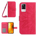 Skin Feel Custodia per cellulare in pelle con motivo a fiori di sole con cordino, For vivo S9, For vivo S9E