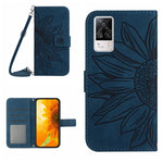 Skin Feel Custodia per cellulare in pelle con motivo a fiori di sole con cordino, For vivo S9, For vivo S9E