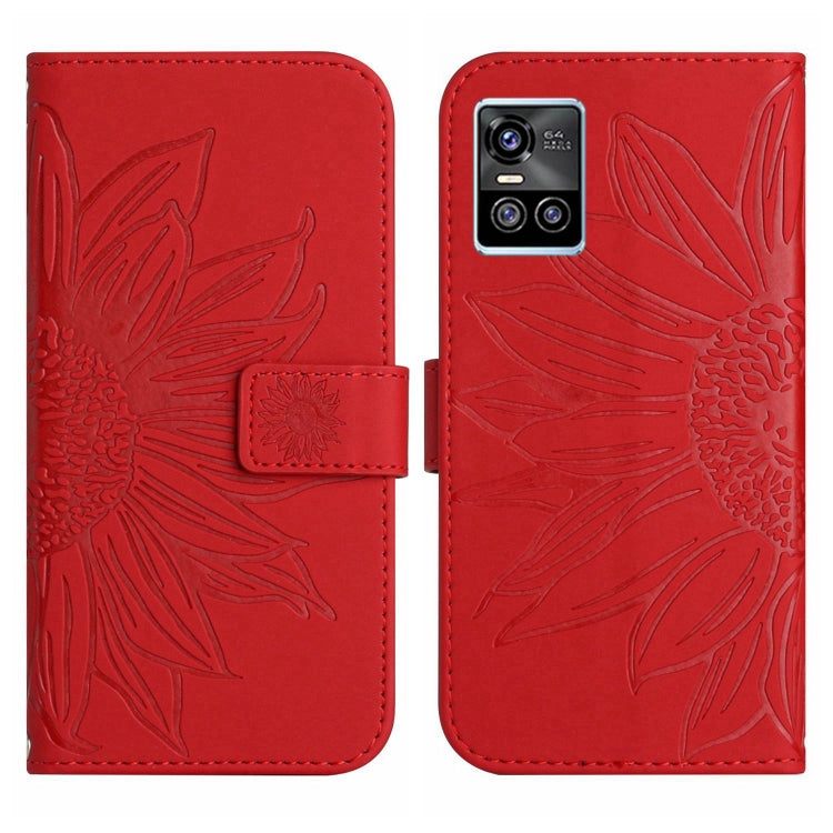 Skin Feel Custodia per cellulare in pelle con motivo a fiori di sole con cordino, For vivo S10/S10 Pro, For vivo S7 5G/V20 Pro/S7t 5G