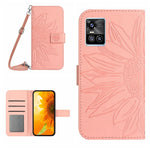 Skin Feel Custodia per cellulare in pelle con motivo a fiori di sole con cordino, For vivo S10/S10 Pro, For vivo S7 5G/V20 Pro/S7t 5G