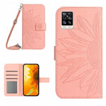 Skin Feel Custodia per cellulare in pelle con motivo a fiori di sole con cordino, For vivo S10/S10 Pro, For vivo S7 5G/V20 Pro/S7t 5G
