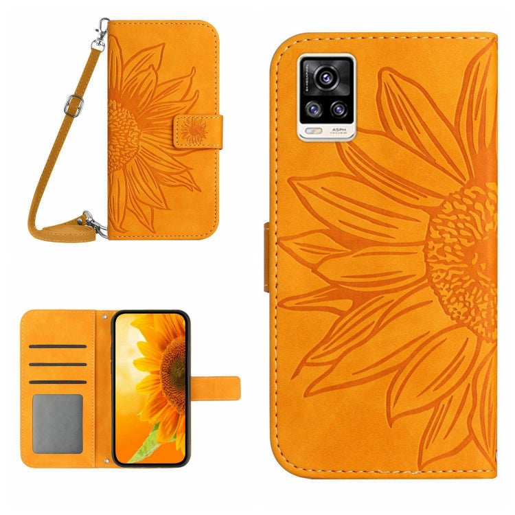 Skin Feel Custodia per cellulare in pelle con motivo a fiori di sole con cordino, For vivo S10/S10 Pro, For vivo S7 5G/V20 Pro/S7t 5G