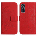 Skin Feel Custodia per cellulare in pelle con motivo a fiori di sole con cordino, For vivo V20 SE/Y70, For vivo V21 4G/V21 5G