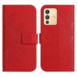 Skin Feel Custodia per cellulare in pelle con motivo a fiori di sole con cordino, For vivo V23 5G, For vivo Y20 2020/Y20s/Y20i/iQOO U1X/Y11S/Y12S/Y30/Y30S