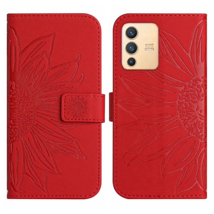 Skin Feel Custodia per cellulare in pelle con motivo a fiori di sole con cordino, For vivo V23 5G, For vivo Y20 2020/Y20s/Y20i/iQOO U1X/Y11S/Y12S/Y30/Y30S