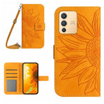 Skin Feel Custodia per cellulare in pelle con motivo a fiori di sole con cordino, For vivo V23 5G, For vivo Y20 2020/Y20s/Y20i/iQOO U1X/Y11S/Y12S/Y30/Y30S