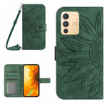 Skin Feel Custodia per cellulare in pelle con motivo a fiori di sole con cordino, For vivo V23 5G, For vivo Y20 2020/Y20s/Y20i/iQOO U1X/Y11S/Y12S/Y30/Y30S