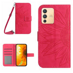 Skin Feel Custodia per cellulare in pelle con motivo a fiori di sole con cordino, For vivo V23 5G, For vivo Y20 2020/Y20s/Y20i/iQOO U1X/Y11S/Y12S/Y30/Y30S