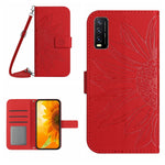 Skin Feel Custodia per cellulare in pelle con motivo a fiori di sole con cordino, For vivo V23 5G, For vivo Y20 2020/Y20s/Y20i/iQOO U1X/Y11S/Y12S/Y30/Y30S