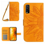 Skin Feel Custodia per cellulare in pelle con motivo a fiori di sole con cordino, For vivo V23 5G, For vivo Y20 2020/Y20s/Y20i/iQOO U1X/Y11S/Y12S/Y30/Y30S