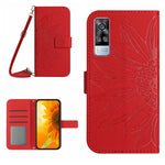 Skin Feel Custodia per cellulare in pelle con motivo a fiori di sole con cordino, For vivo Y51 2020 India Edition/Y31, For vivo Y70S/iQOO U1/Y51S
