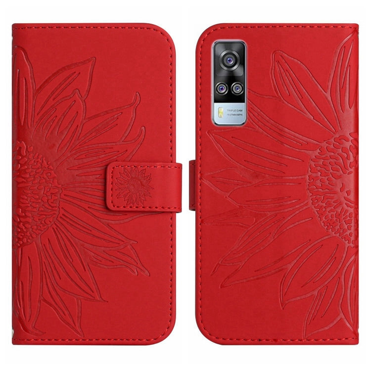 Skin Feel Custodia per cellulare in pelle con motivo a fiori di sole con cordino, For vivo Y51 2020 India Edition/Y31, For vivo Y70S/iQOO U1/Y51S