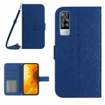 Skin Feel Custodia per cellulare in pelle con motivo a fiori di sole con cordino, For vivo Y51 2020 India Edition/Y31, For vivo Y70S/iQOO U1/Y51S