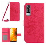 Skin Feel Custodia per cellulare in pelle con motivo a fiori di sole con cordino, For vivo Y51 2020 India Edition/Y31, For vivo Y70S/iQOO U1/Y51S