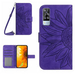 Skin Feel Custodia per cellulare in pelle con motivo a fiori di sole con cordino, For vivo Y51 2020 India Edition/Y31, For vivo Y70S/iQOO U1/Y51S