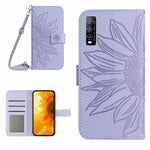 Skin Feel Custodia per cellulare in pelle con motivo a fiori di sole con cordino, For vivo Y51 2020 India Edition/Y31, For vivo Y70S/iQOO U1/Y51S
