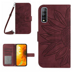 Skin Feel Custodia per cellulare in pelle con motivo a fiori di sole con cordino, For vivo Y51 2020 India Edition/Y31, For vivo Y70S/iQOO U1/Y51S
