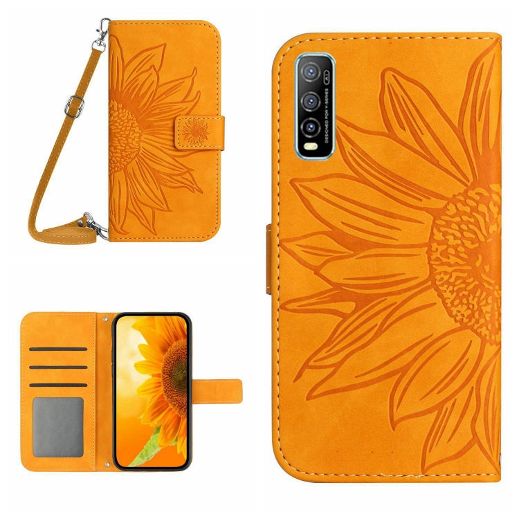 Skin Feel Custodia per cellulare in pelle con motivo a fiori di sole con cordino, For vivo Y51 2020 India Edition/Y31, For vivo Y70S/iQOO U1/Y51S