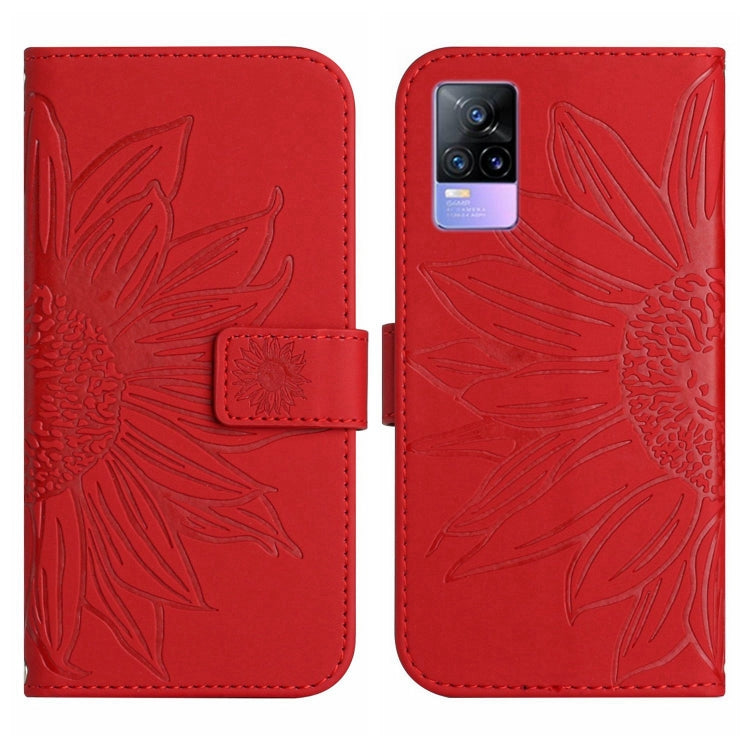 Skin Feel Custodia per cellulare in pelle con motivo a fiori di sole con cordino, For vivo Y73 2021/V21E, For vivo Y72 5G/iQOO Z3/Y52 5G/Y53S