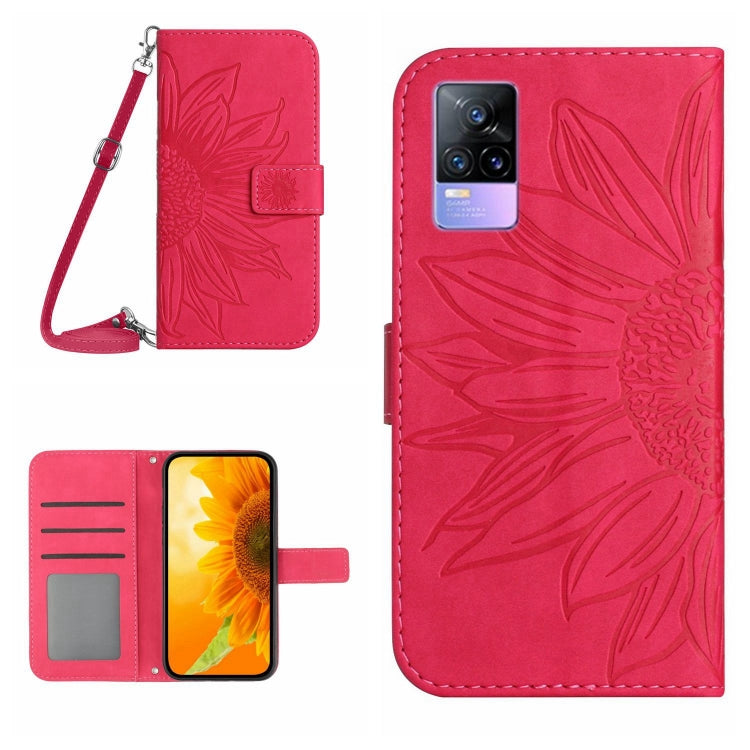Skin Feel Custodia per cellulare in pelle con motivo a fiori di sole con cordino, For vivo Y73 2021/V21E, For vivo Y72 5G/iQOO Z3/Y52 5G/Y53S