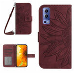 Skin Feel Custodia per cellulare in pelle con motivo a fiori di sole con cordino, For vivo Y73 2021/V21E, For vivo Y72 5G/iQOO Z3/Y52 5G/Y53S