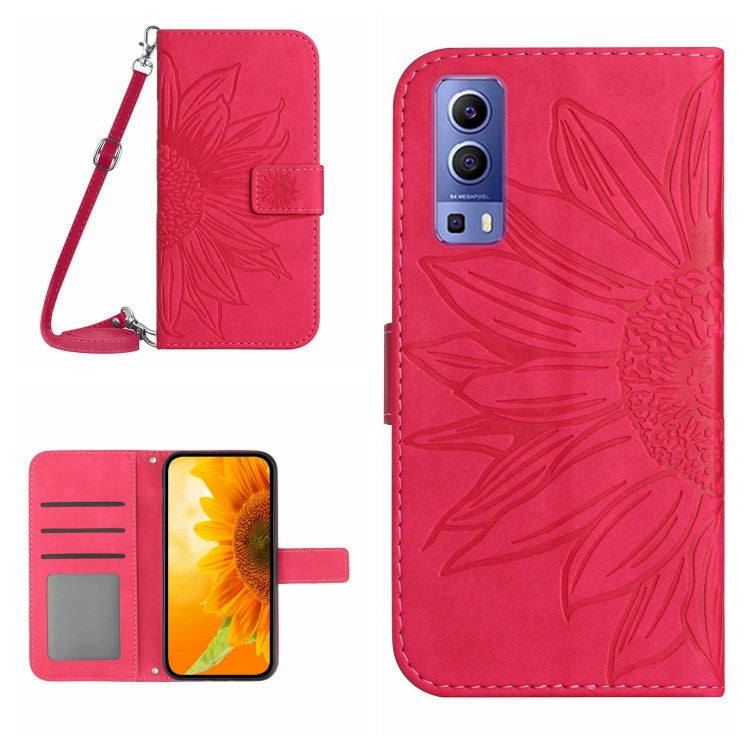 Skin Feel Custodia per cellulare in pelle con motivo a fiori di sole con cordino, For vivo Y73 2021/V21E, For vivo Y72 5G/iQOO Z3/Y52 5G/Y53S
