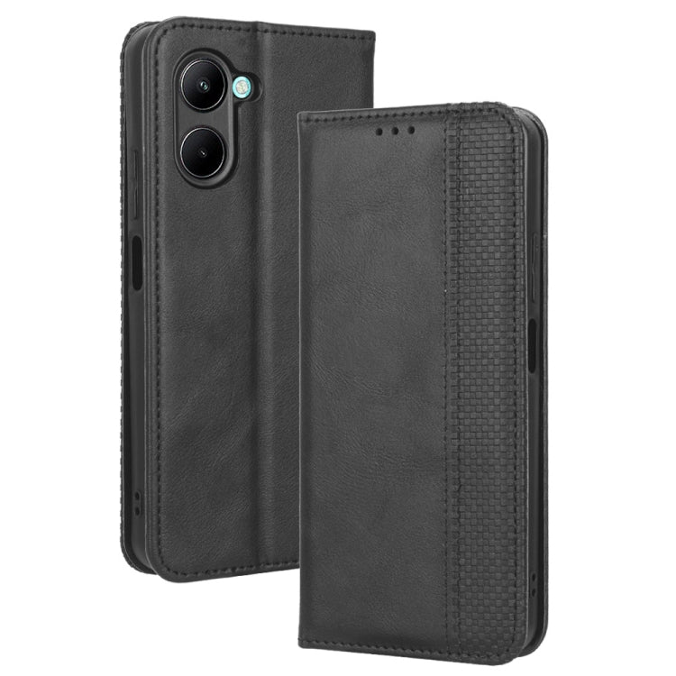 Custodia per telefono in pelle con trama retrò con fibbia magnetica, For Realme C33 4G, For T-Mobile Revvl 6 5G, For T-Mobile REVVL 6 Pro 5G, For vivo V25 5G /  X80 Lite, For vivo V25 Pro / S15 Pro, For vivo Y35 4G / Y22s 4G / Y22 4G 2022              ...