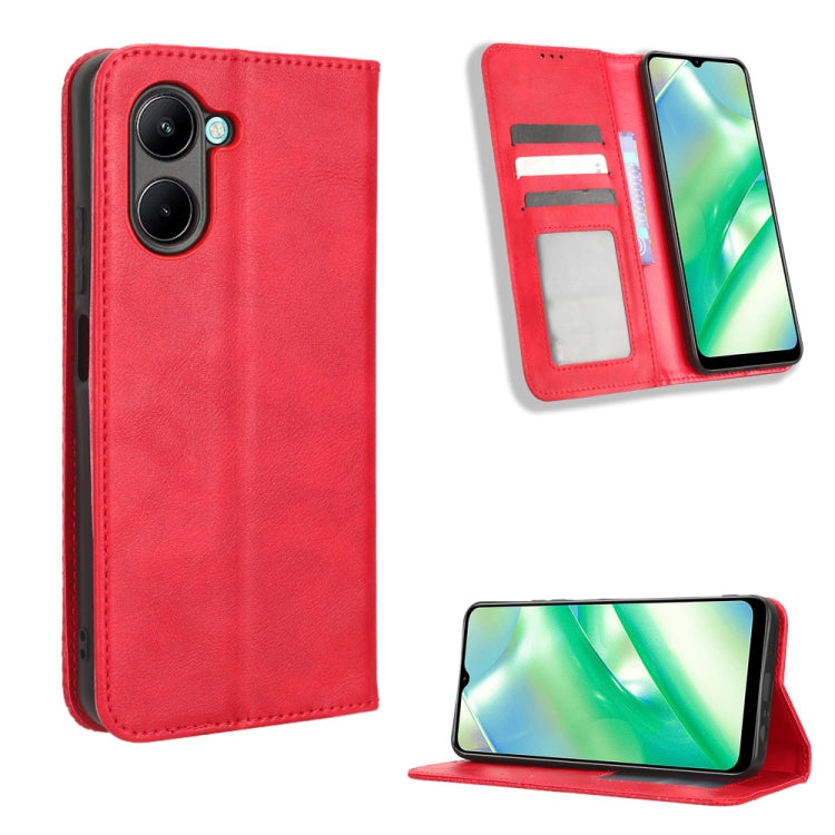 Custodia per telefono in pelle con trama retrò con fibbia magnetica, For Realme C33 4G, For T-Mobile Revvl 6 5G, For T-Mobile REVVL 6 Pro 5G, For vivo V25 5G /  X80 Lite, For vivo V25 Pro / S15 Pro, For vivo Y35 4G / Y22s 4G / Y22 4G 2022              ...