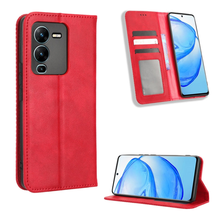 Custodia per telefono in pelle con trama retrò con fibbia magnetica, For Realme C33 4G, For T-Mobile Revvl 6 5G, For T-Mobile REVVL 6 Pro 5G, For vivo V25 5G /  X80 Lite, For vivo V25 Pro / S15 Pro, For vivo Y35 4G / Y22s 4G / Y22 4G 2022              ...