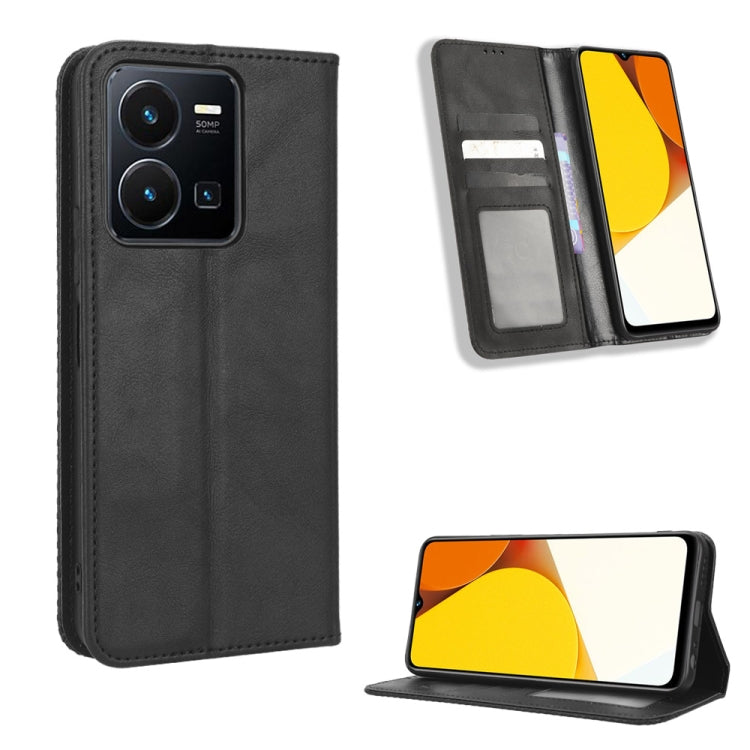Custodia per telefono in pelle con trama retrò con fibbia magnetica, For Realme C33 4G, For T-Mobile Revvl 6 5G, For T-Mobile REVVL 6 Pro 5G, For vivo V25 5G /  X80 Lite, For vivo V25 Pro / S15 Pro, For vivo Y35 4G / Y22s 4G / Y22 4G 2022              ...