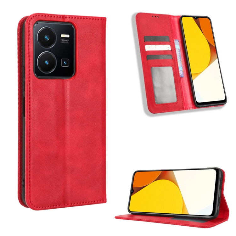 Custodia per telefono in pelle con trama retrò con fibbia magnetica, For Realme C33 4G, For T-Mobile Revvl 6 5G, For T-Mobile REVVL 6 Pro 5G, For vivo V25 5G /  X80 Lite, For vivo V25 Pro / S15 Pro, For vivo Y35 4G / Y22s 4G / Y22 4G 2022              ...