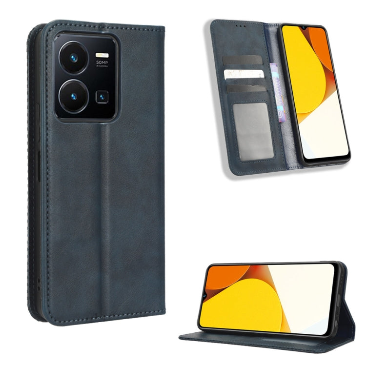 Custodia per telefono in pelle con trama retrò con fibbia magnetica, For Realme C33 4G, For T-Mobile Revvl 6 5G, For T-Mobile REVVL 6 Pro 5G, For vivo V25 5G /  X80 Lite, For vivo V25 Pro / S15 Pro, For vivo Y35 4G / Y22s 4G / Y22 4G 2022              ...