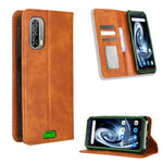 Custodia portafoglio in pelle con fibbia magnetica per smartphone