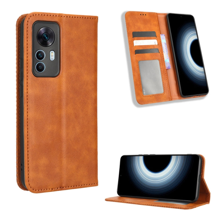 Custodia per telefono in pelle con trama retrò con fibbia magnetica, For Xiaomi 12T / Redmi K50 Ultra, For iPhone 14 Pro, For Xiaomi Poco C40, For Xiaomi Poco M4 5G, For Xiaomi Poco M5, For UMIDIGI Power 7 Max