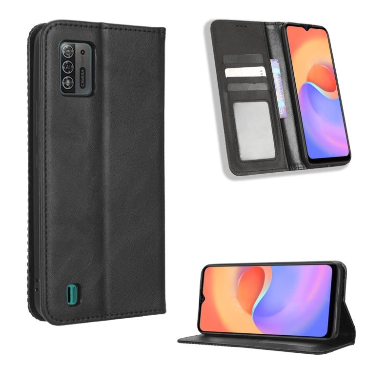 Custodia per telefono in pelle con trama retrò con fibbia magnetica, For UMIDIGI C1, For UMIDIGI F3 5G / 4G / F3S / F3 SE, For UMIDIGI Power 7 / Power 7S, For ZTE Blade A52 Lite, For ZTE Blade A72 5G