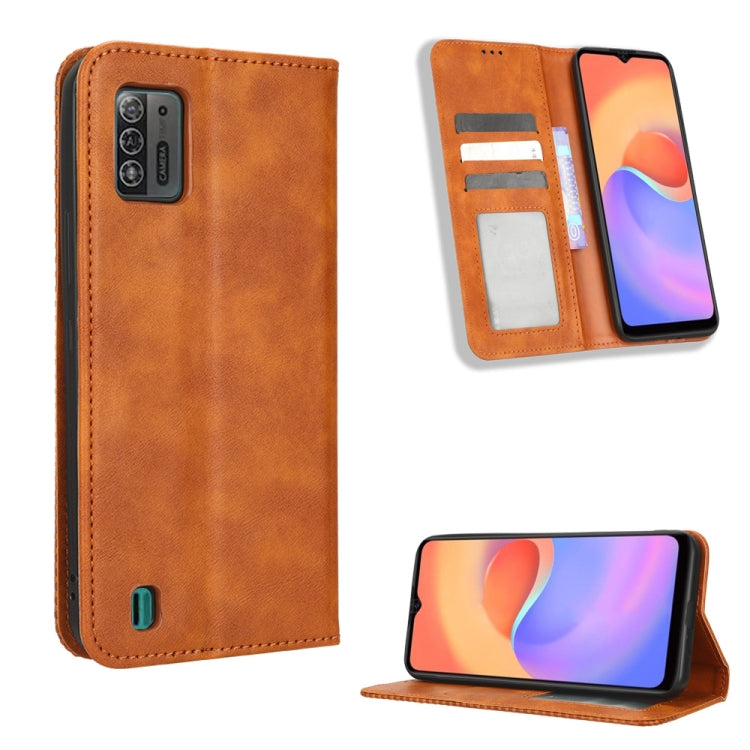 Custodia per telefono in pelle con trama retrò con fibbia magnetica, For UMIDIGI C1, For UMIDIGI F3 5G / 4G / F3S / F3 SE, For UMIDIGI Power 7 / Power 7S, For ZTE Blade A52 Lite, For ZTE Blade A72 5G