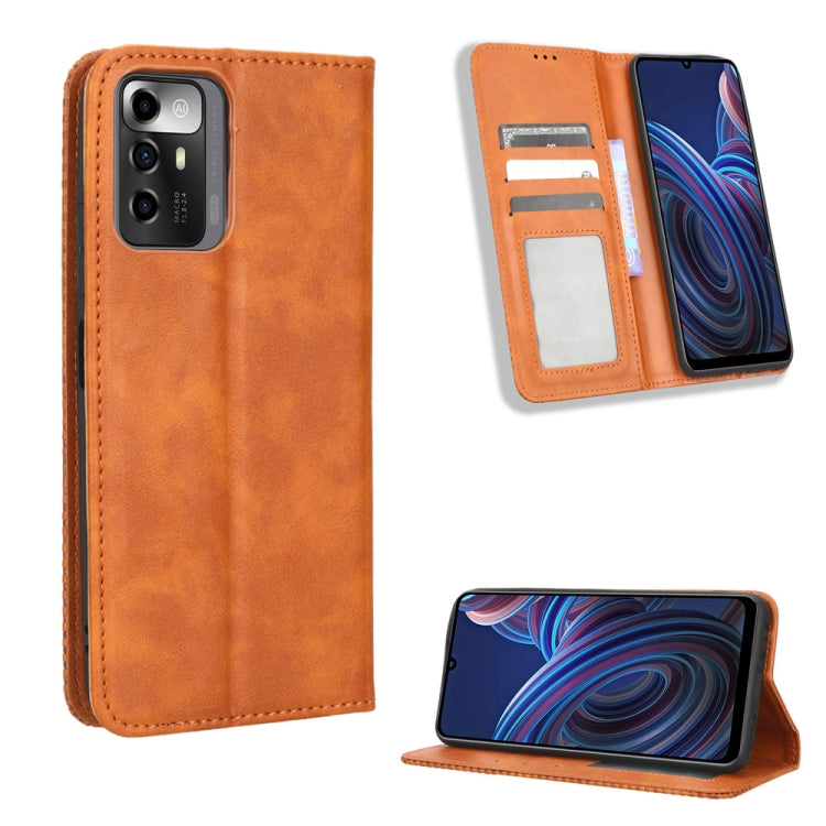 Custodia per telefono in pelle con trama retrò con fibbia magnetica, For UMIDIGI C1, For UMIDIGI F3 5G / 4G / F3S / F3 SE, For UMIDIGI Power 7 / Power 7S, For ZTE Blade A52 Lite, For ZTE Blade A72 5G