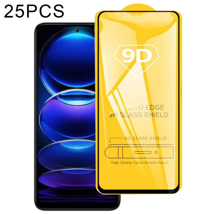Pellicola in vetro temperato a schermo intero da 25 pezzi 9D Full Glue, For Xiaomi Redmi Note 12 China / Note 12 Global (25 PCS), For Xiaomi Redmi Note 12 Pro / 12 Pro+ / 12 Explorer / Note 12 Pro Speed (25 PCS)