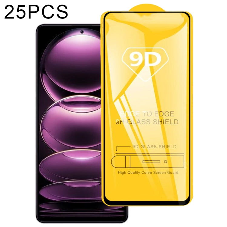 Pellicola in vetro temperato a schermo intero da 25 pezzi 9D Full Glue, For Xiaomi Redmi Note 12 China / Note 12 Global (25 PCS), For Xiaomi Redmi Note 12 Pro / 12 Pro+ / 12 Explorer / Note 12 Pro Speed (25 PCS)