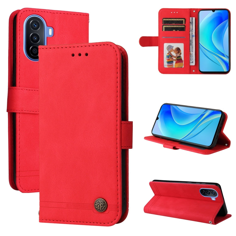 Custodia per telefono in pelle con bottone in metallo con albero della vita Skin Feel, For Huawei nova Y70 / Y70 Plus / Enjoy 50, For Huawei nova Y90 / Enjoy 50 Pro, For Honor X8 5G / X6, For OPPO A17