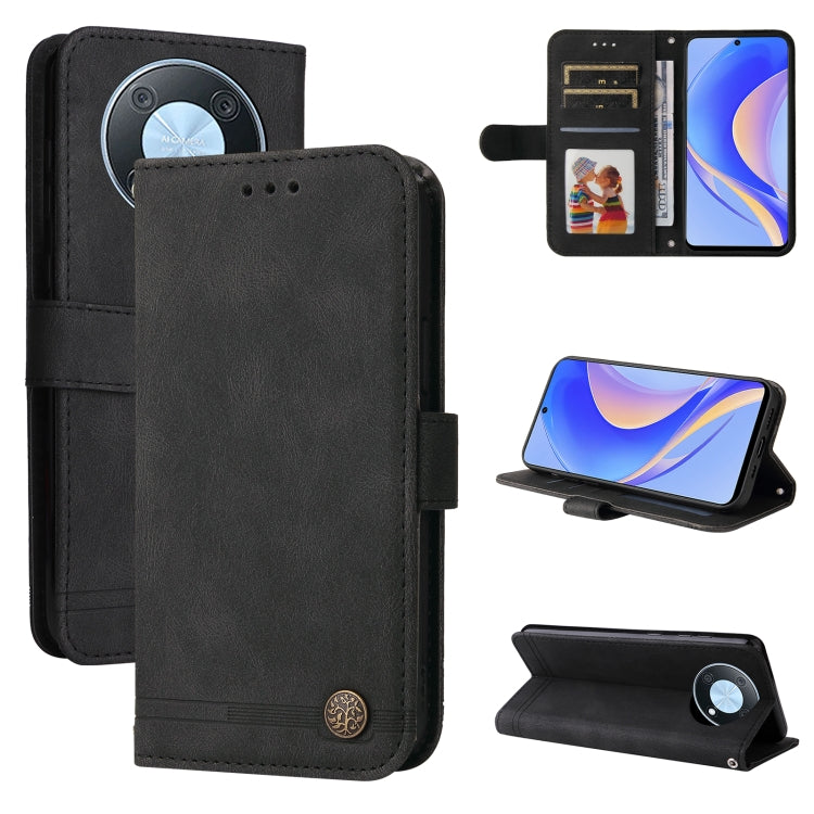Custodia per telefono in pelle con bottone in metallo con albero della vita Skin Feel, For Huawei nova Y70 / Y70 Plus / Enjoy 50, For Huawei nova Y90 / Enjoy 50 Pro, For Honor X8 5G / X6, For OPPO A17