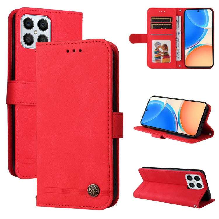 Custodia per telefono in pelle con bottone in metallo con albero della vita Skin Feel, For Huawei nova Y70 / Y70 Plus / Enjoy 50, For Huawei nova Y90 / Enjoy 50 Pro, For Honor X8 5G / X6, For OPPO A17