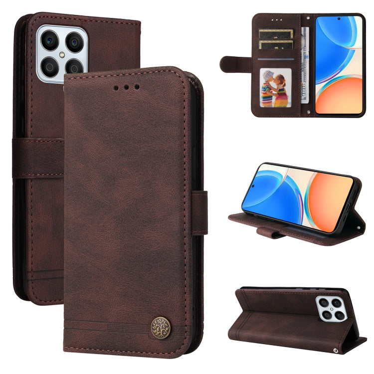 Custodia per telefono in pelle con bottone in metallo con albero della vita Skin Feel, For Huawei nova Y70 / Y70 Plus / Enjoy 50, For Huawei nova Y90 / Enjoy 50 Pro, For Honor X8 5G / X6, For OPPO A17