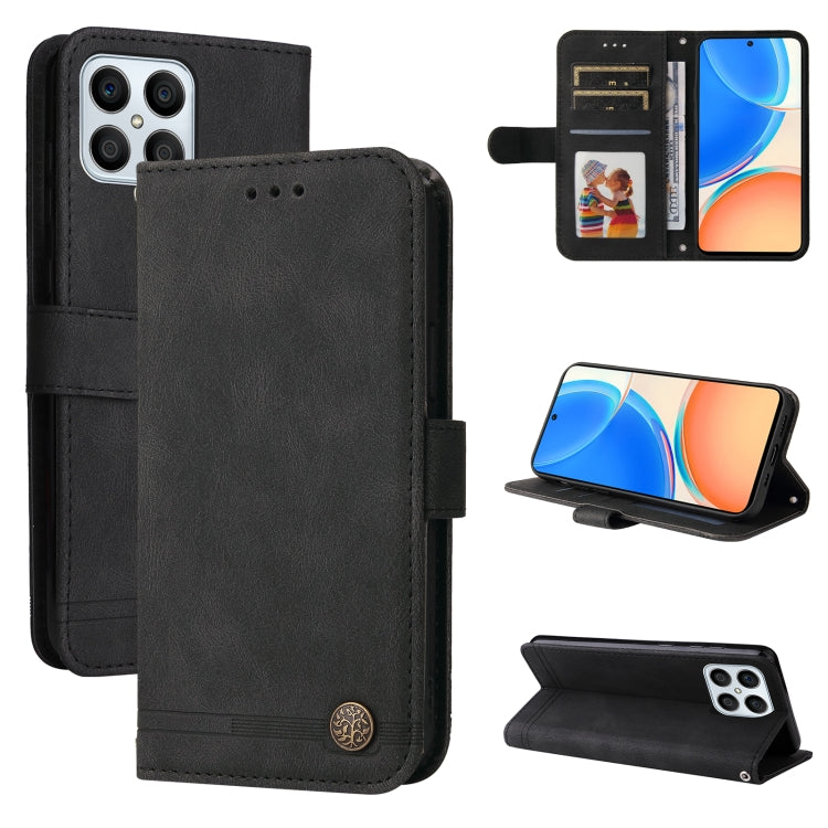 Custodia per telefono in pelle con bottone in metallo con albero della vita Skin Feel, For Huawei nova Y70 / Y70 Plus / Enjoy 50, For Huawei nova Y90 / Enjoy 50 Pro, For Honor X8 5G / X6, For OPPO A17